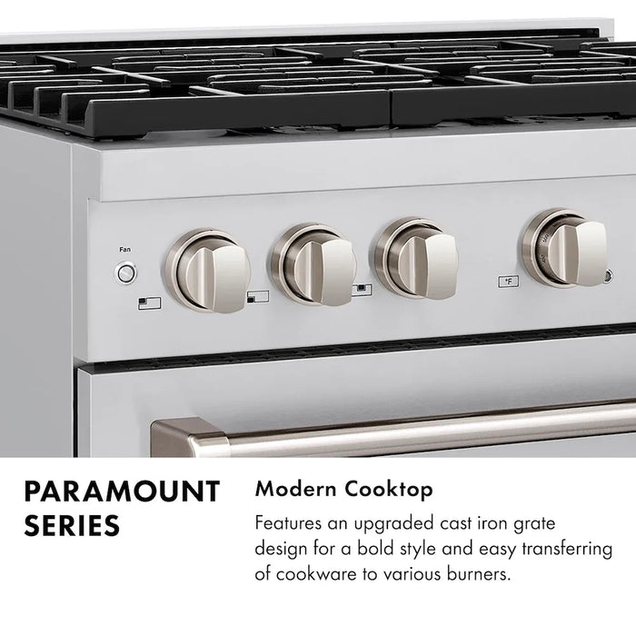 ZLINE Autograph Edition 48" Paramount Dual Fuel Range, 6 Burner Gas Cooktop, Electric Convection Oven, Stainless Steel, Helix Handle and Knob SDRZ-48-KCB09K