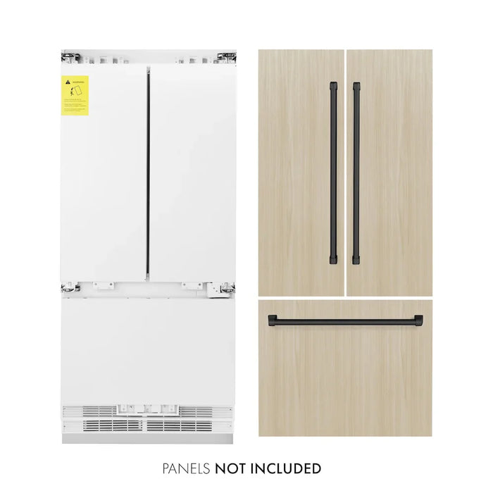 ZLINE Autograph Edition 36" Panel Ready Built-In Bottom Freezer Refrigerator, Water Dispenser, Ice Maker, Accents RBIVZ-36-CB09K