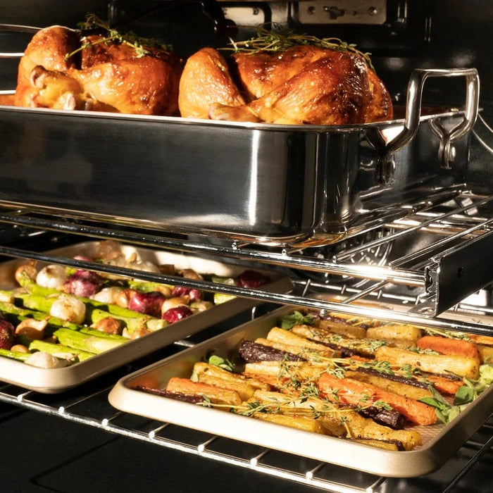 ZLINE 30"Professional True Convection Single Wall Oven, Air Fry, Self Clean, DuraSnow® White Matte, Champagne Bronze WASSZ-WM-30-CB09K
