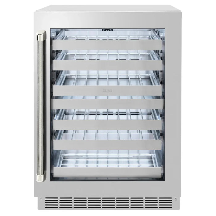 ZLINE Autograph Edition 24" Touchstone Dual Zone 44 Bottle Wine Cooler, Stainless Steel Glass Door, Helix Handle RWDOZS-24-KCB09K