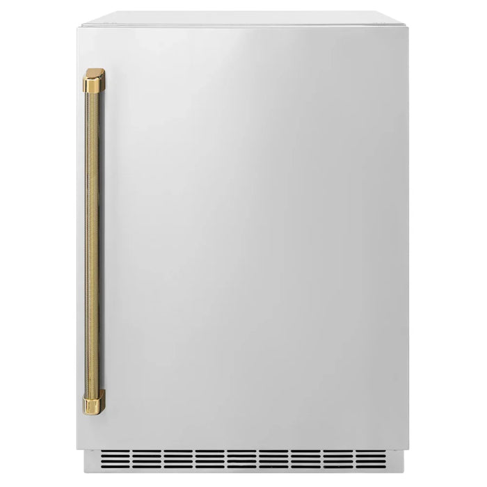 ZLINE Autograph Edition 24" Touchstone 151 Can Beverage Fridge, Solid Stainless Steel Door, Helix Handle RBSOZ-ST-24-KCB09K