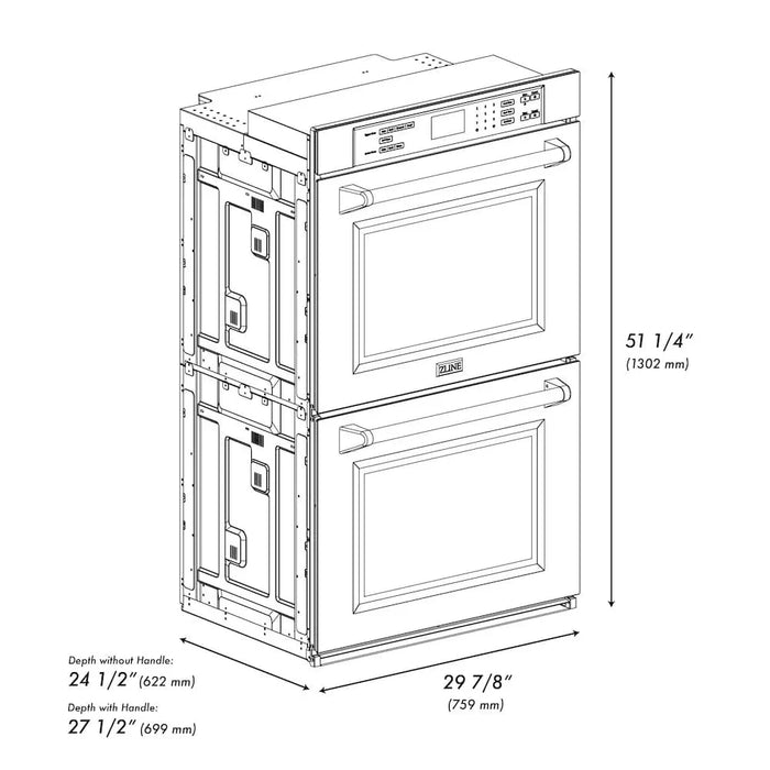 ZLINE 30"Professional True Convection Double Wall Oven, Air Fry, Self Clean, DuraSnow® White Matte WADS-WM-3009K