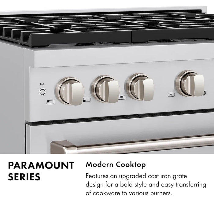 ZLINE Autograph Edition 36" Paramount Dual Fuel Range, DuoPro™ Cooktop, Electric Convection Oven, Black Stainless Steel, Helix Handle PSDRBZ-36-KCB09K