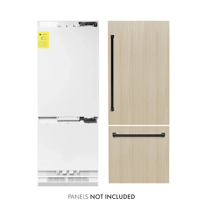 ZLINE Autograph Edition 30" Panel Ready Built-In Bottom Freezer Refrigerator, Water Dispenser, Ice Maker, Accents RBIVZ-30-CB09K