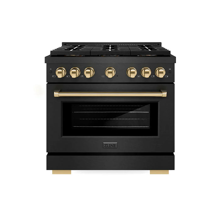 ZLINE 36" Paramount Gas Range, Convection Gas Oven, Black Satin Stainless Steel SGRBSZ-36-CB09K