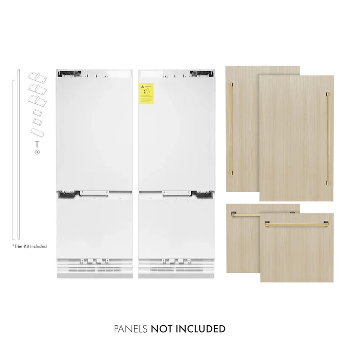 ZLINE Autograph Edition 60" Panel Ready Built-In Bottom Freezer Refrigerator, Water Dispenser, Ice Maker, Accents RBIVZ-60-CB09K