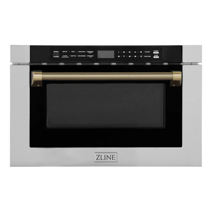 ZLINE Autograph Edition 24" Built-in Microwave Drawer, Stainless Steel, Helix Handle MWDZ-1-H-KCB09K