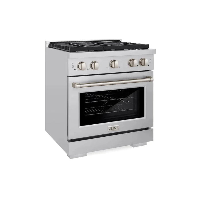 ZLINE 30"Paramount Dual Fuel Range Stainless Steel, Brass Burner, SDR-BR-3009K