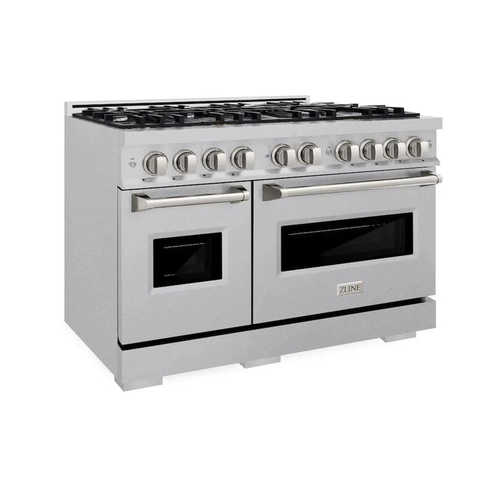 ZLINE 48" Dual Fuel Range, Gas Cooktop, Electric Convection Oven DuraSnow® Stainless Steel, CDRS-4809K