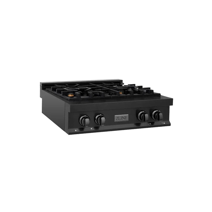 ZLINE 30" Porcelain Rangetop, Black Stainless, Brass Burners,RTB-BR-3009K
