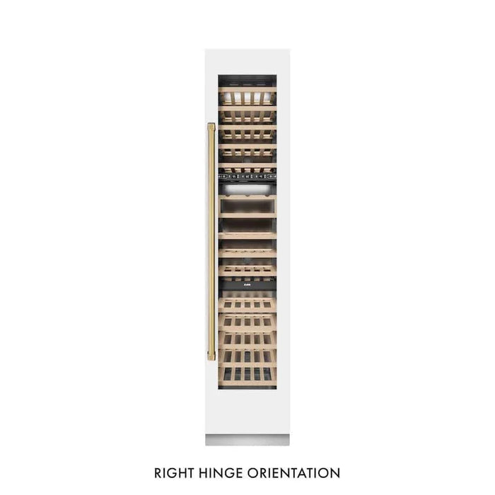 ZLINE 18"Triple Zone 68 Bottle Right Hinge Column Wine Cooler, White Matte Stainless Steel Polished Gold RCWVRZ-WM-18-G09K