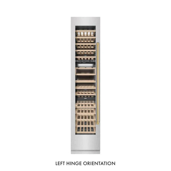 ZLINE 18"Triple Zone 68 Bottle Left Hinge Column Wine Cooler, DuraSnow® Stainless Steel Polished Gold RCWVLZ-SN-18-G09K