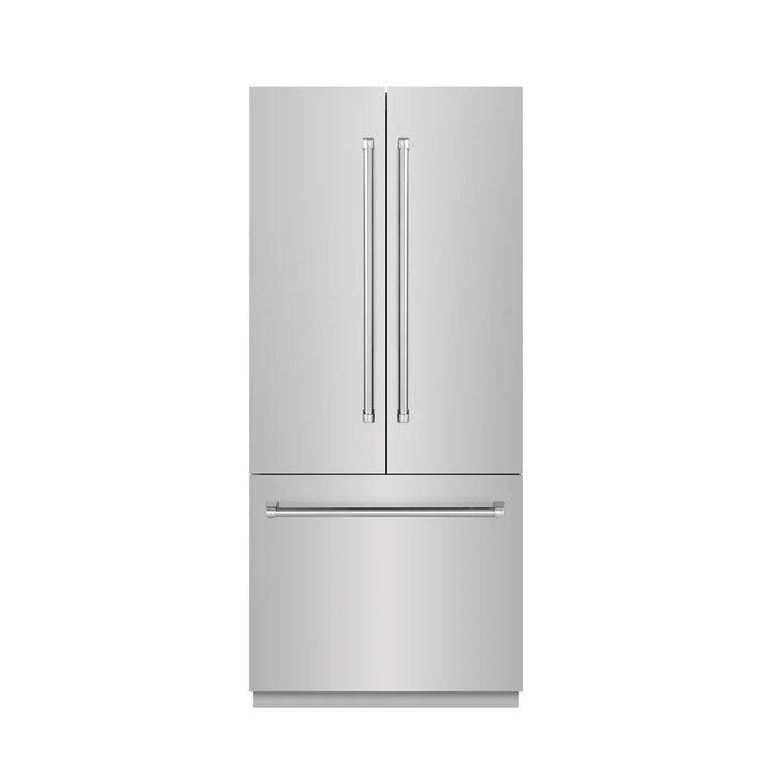 ZLINE 36" French Door Built-In Bottom Freezer Refrigerator, Water Dispenser, Ice Maker, Stainless Steel SRBIV-304-3609K