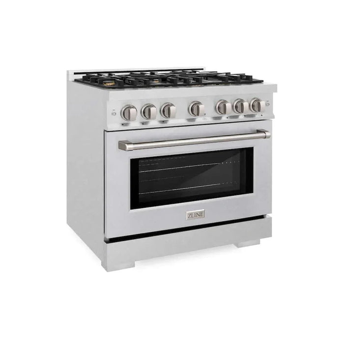 ZLINE 36" Select Dual Fuel Range Gas Cooktop Electric Convection Oven DuraSnow® Stainless Steel Brass Burners HDRS-BR-3609K