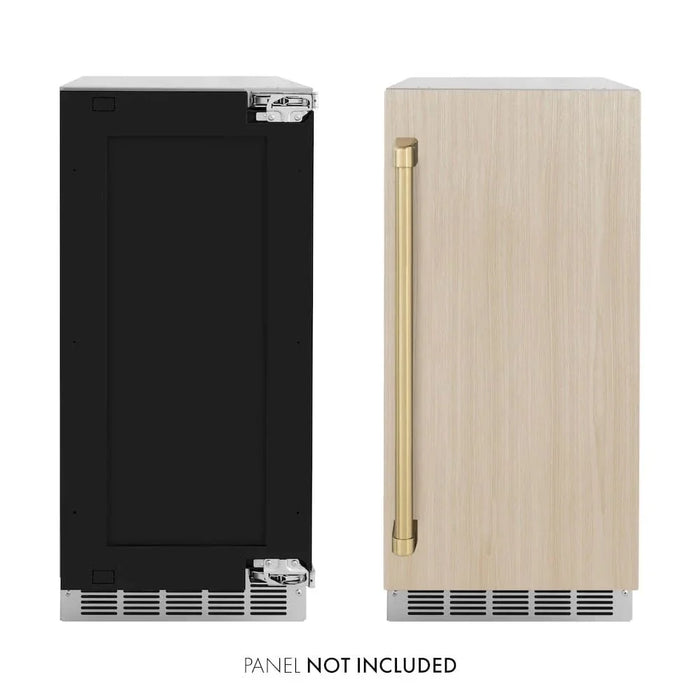 ZLINE 15" Touchstone Clear Cube Ice Maker Drain Pump Panel Ready Door Champagne Bronze Door ICCDPZ-15-CB09K