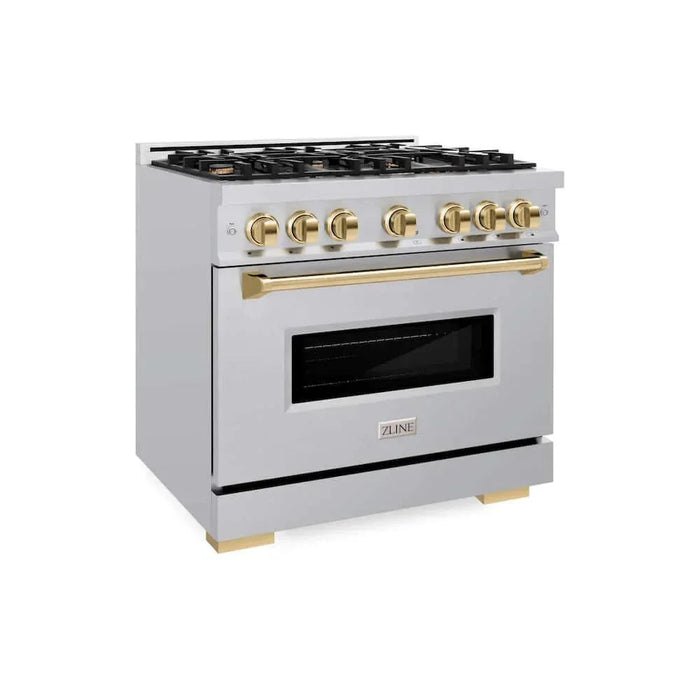 ZLINE 36" Classic Gas Range, Convection Gas Oven Stainless Steel, Gold CGRZ-36-G09K