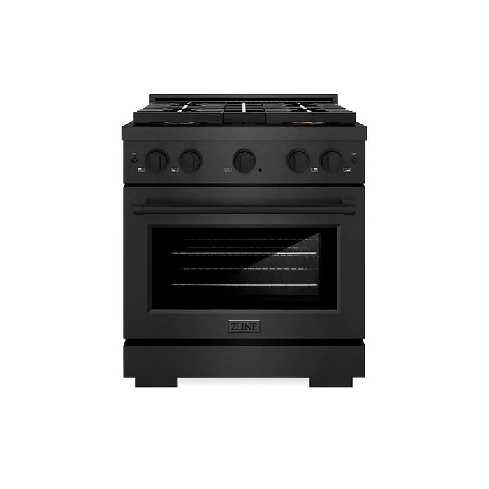 ZLINE 30" Paramount Gas Range, Convection Gas Oven, Black Satin Stainless Steel SGRBS-3009K