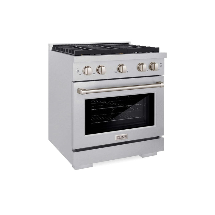 ZLINE 30"Paramount Dual Fuel Range DuraSnow® Brass Burners SDRS-BR-3009K