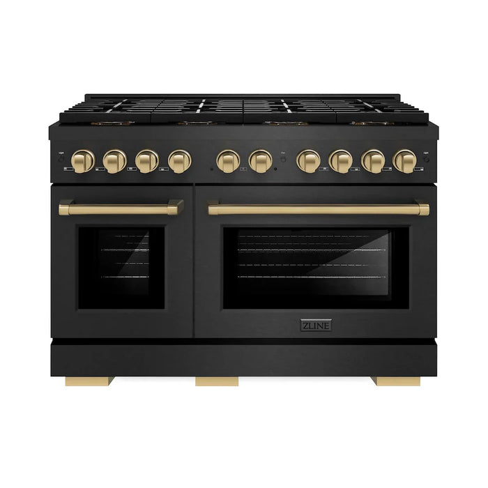 ZLINE 48" Paramount Gas Range, Convection Gas Oven, Black Satin Stainless Steel SGRBSZ-48-CB09K