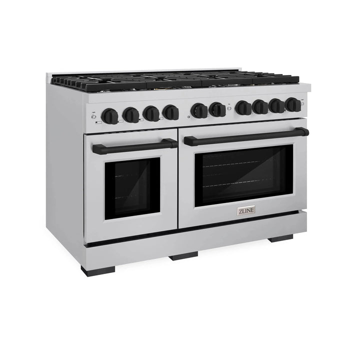 ZLINE 48"Paramount Dual Fuel Range Stainless Steel Matte Black SDRZ-48-MB09K