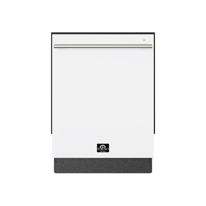 Forno Romano Espresso 24" Built-In Dishwasher in White with Stainless Steel Handle, FDWBI8035-24WHT09K
