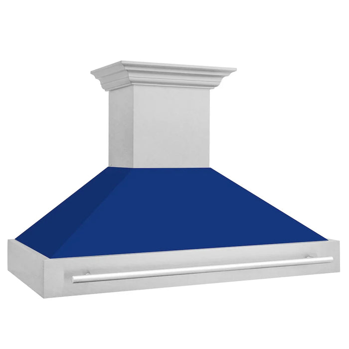 ZLINE 48" Autograph DuraSnow Stainless Blue Wall Range Hood 8654SNX-BG-4809K