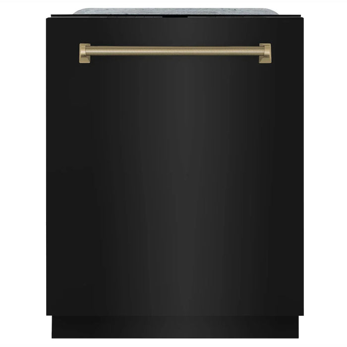 ZLINE Autograph Edition 24" Monument Series Dishwasher, Black Stainless Steel, Helix Handle DWMTZ-BS-24-KCB09K