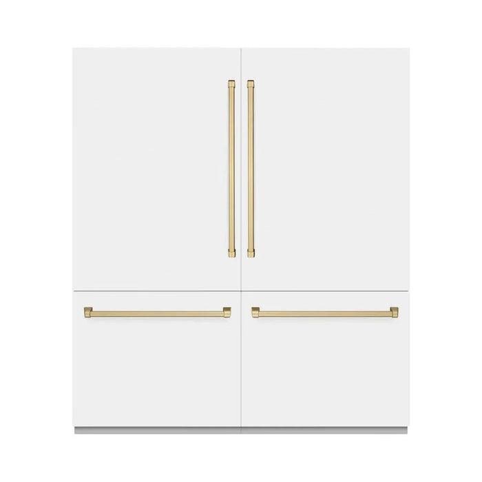 ZLINE 72" Built-In Bottom Freezer Refrigerator,Water Dispenser, Ice Maker, White Matte Graphite Gray Champagne Bronze GRBITZ-WM-72-CB09K