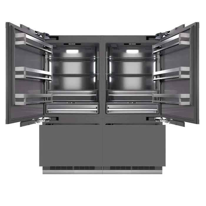 ZLINE 72" Panel Ready Built-In Bottom Freezer Refrigerator,Water Dispenser, Ice Maker,Graphite Gray Champagne Bronze GRBITZ-72-CB09K