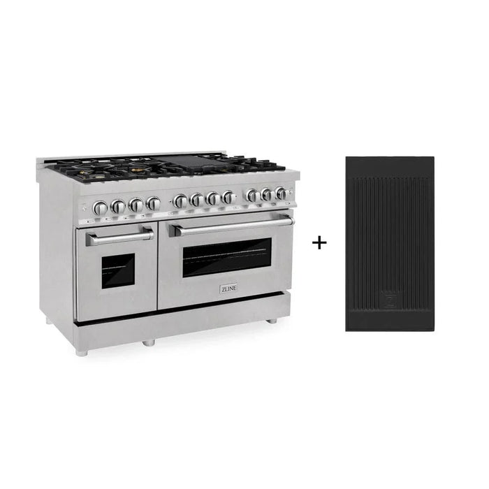 ZLINE 48" Dual Fuel Range, DuraSnow Stainless, Brass Burners, Griddle RAS-SN-BR-GR-4809K