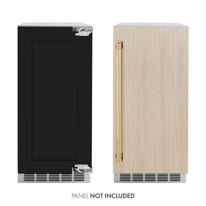 ZLINE 15" Touchstone Clear Cube Ice Maker Drain Pump Panel Ready Door Polished Gold Door ICCDPZ-15-G09K