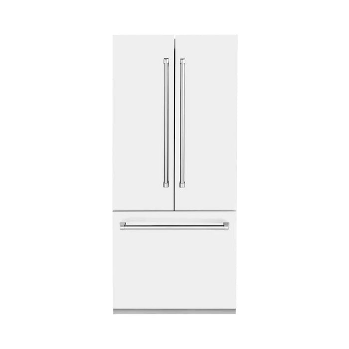 ZLINE 36" Panel Ready Built-In Bottom Freezer Refrigerator,Water Dispenser, Ice Maker, White Matte, Graphite Gray, GRBIV-WM-3609K