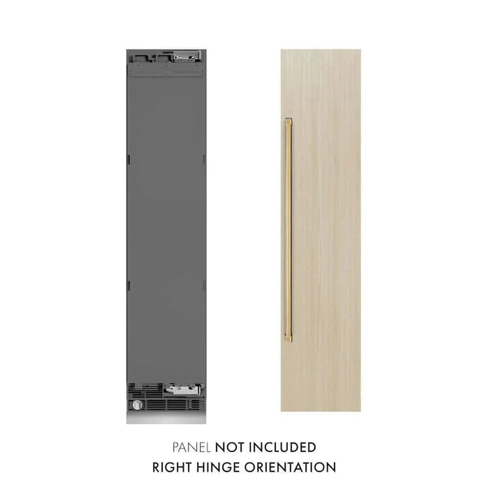 ZLINE 18" Panel Ready Right Hinge Column Freezer, Graphite Gray Interior Polished Gold RBCFVRZ-18-G09K