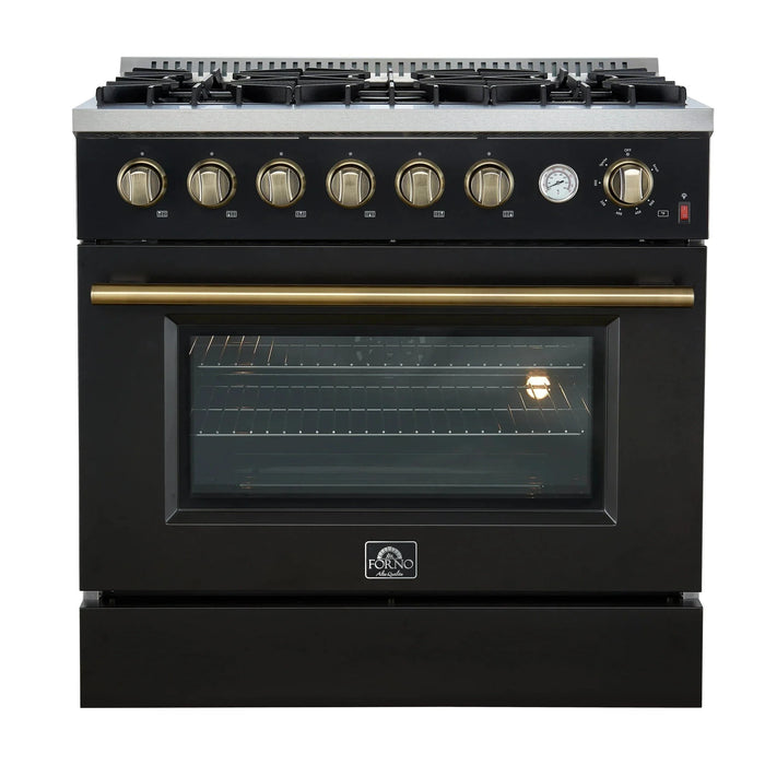 FORNO Marco 36" Gas on Gas Range FFSGS6277-36BLK09K