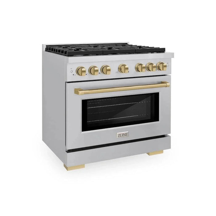 ZLINE 36 " Gas Range, Convection Oven Stainless Steel, Champagne Bronze , SGRZ-36-CB09K