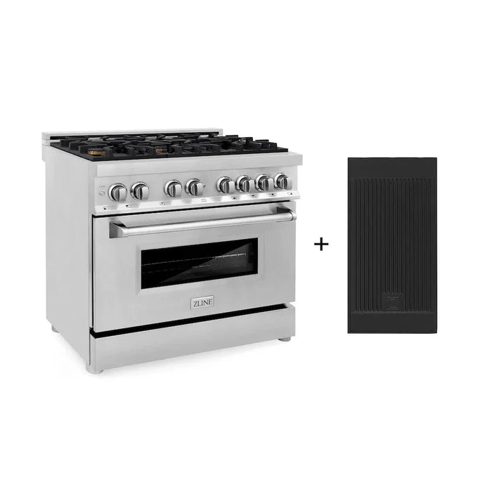 ZLINE 36" Gas Burner/Electric Oven Range, Brass Burners, Griddle RA-BR-GR-3609K