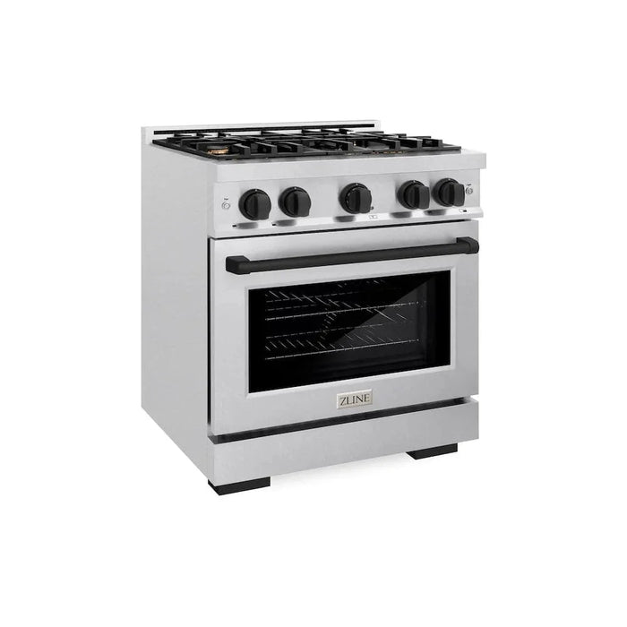 ZLINE 30" Select Gas Range Convection Gas Oven DuraSnow® Stainless Steel Matte Black HGRSZ-30-MB09K