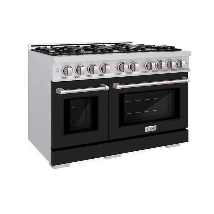 ZLINE 48" Select Dual Fuel Range Gas Cooktop Electric Convection Oven Stainless Steel Black Matte Door HDR-BLM-4809K