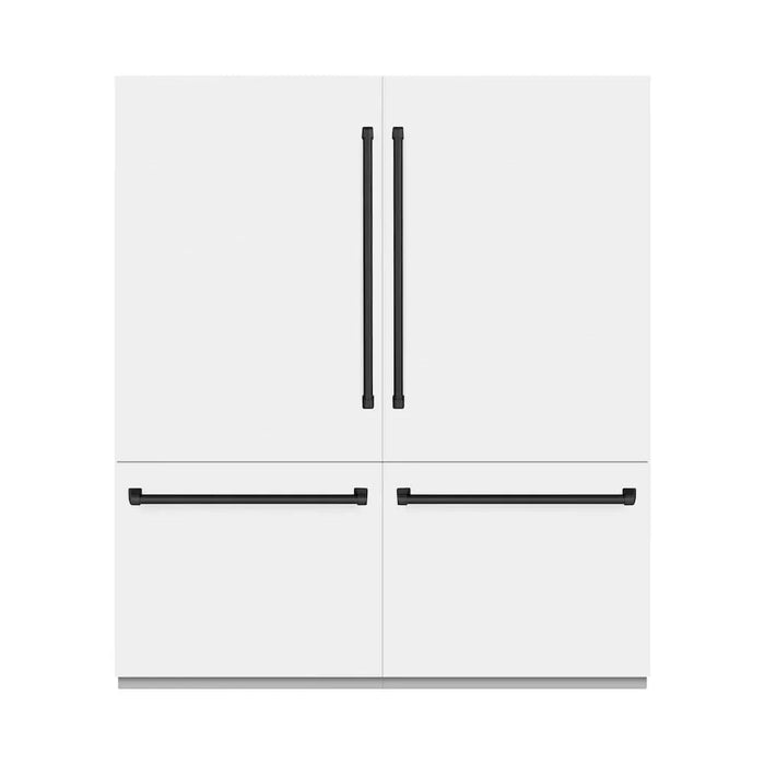 ZLINE 72" Built-In Bottom Freezer Refrigerator,Water Dispenser, Ice Maker, White Matte Matte Black RBITZ-WM-72-MB09K