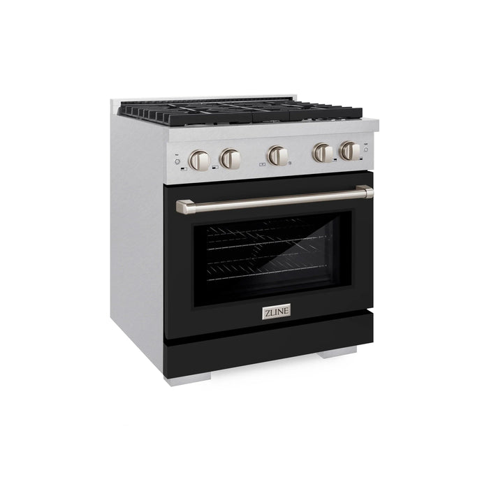 ZLINE 30"Gas Range, Convection Gas Oven, DuraSnow® Black Matte, SGRS-BLM-3009K