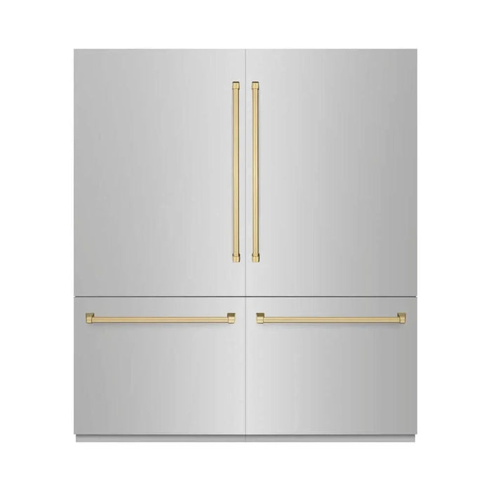 ZLINE 72" Built-In Bottom Freezer Refrigerator,Water Dispenser, Ice Maker, Champagne Bronze RBITZ-304-72CB09K