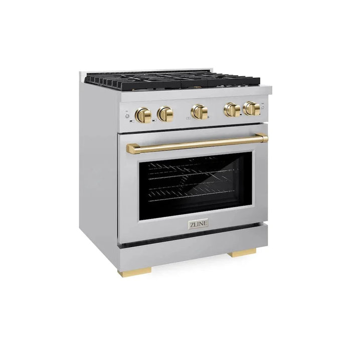 ZLINE 30"Paramount Dual Fuel Range Stainless Steel Gold SDRZ-30-G09K