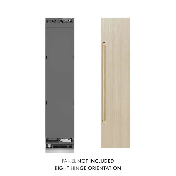 ZLINE 18" Panel Ready Right Hinge Column Freezer, Graphite Gray Interior  Champagne Bronze RBCFVRZ-18-CB09K