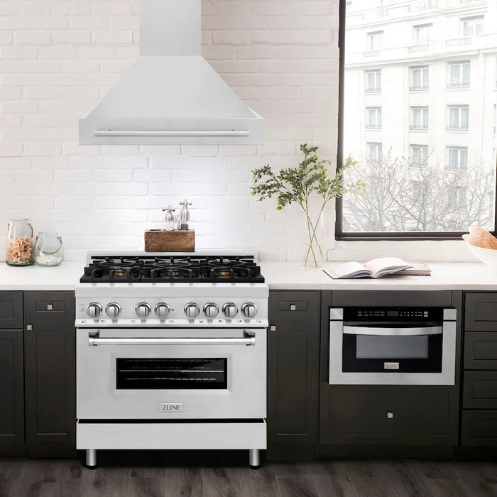 ZLINE 36" Autograph Stainless White Wall Range Hood 8654STX-WM-3609K