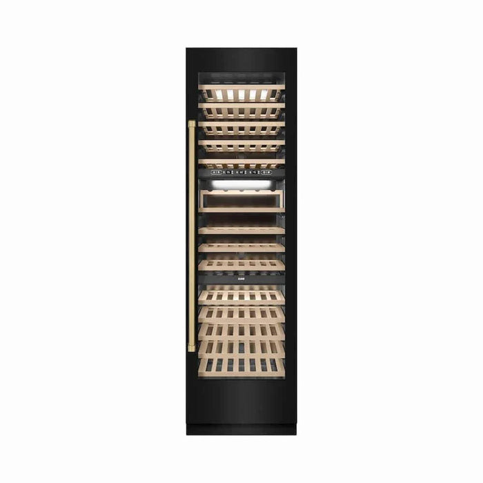 ZLINE 24"Triple Zone 100 Bottle Column Wine Cooler, Black Stainless Steel Champagne Bronze RCWVZ-BS-24-CB09K