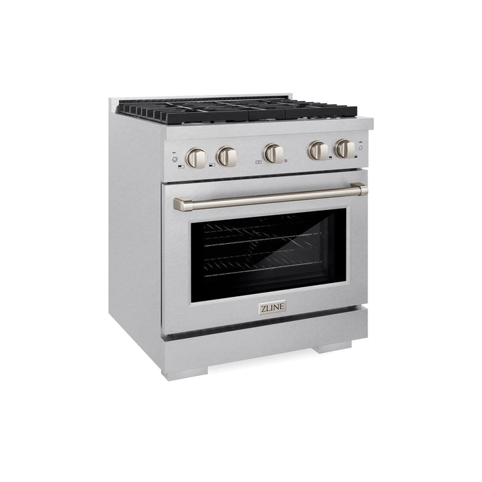ZLINE 30"Paramount Dual Fuel Range DuraSnow® Stainless Steel SDRS-3009K