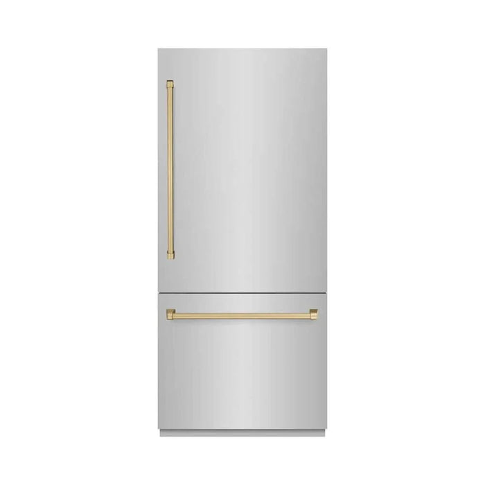 ZLINE 36" Built-In Bottom Freezer Refrigerator,Water Dispenser, Ice Maker, Champagne Bronze RBITZ-304-36CB09K