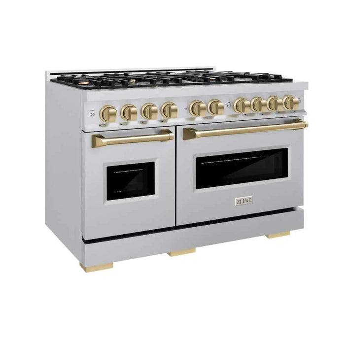 ZLINE 48" Dual Fuel Range, Gas Cooktop, Electric Convection Oven Stainless Steel, Champagne Bronze CDRZ-48-CB09K