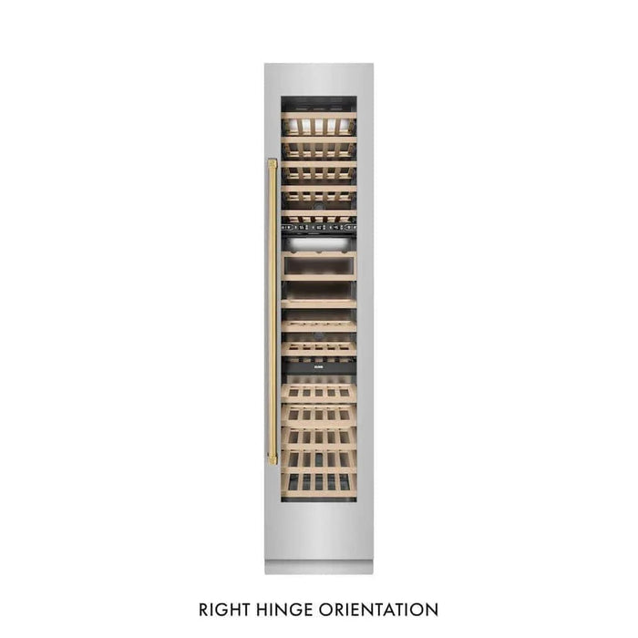 ZLINE 18"Triple Zone 68 Bottle Right Hinge Column Wine Cooler, Stainless Steel Polished Gold RCWVRZ-30418-G09K