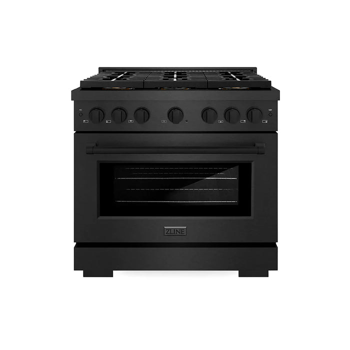 ZLINE 36" Paramount Gas Range, Convection Gas Oven, Black Satin Stainless Steel, Brass Burners SGRBS-BR-3609K